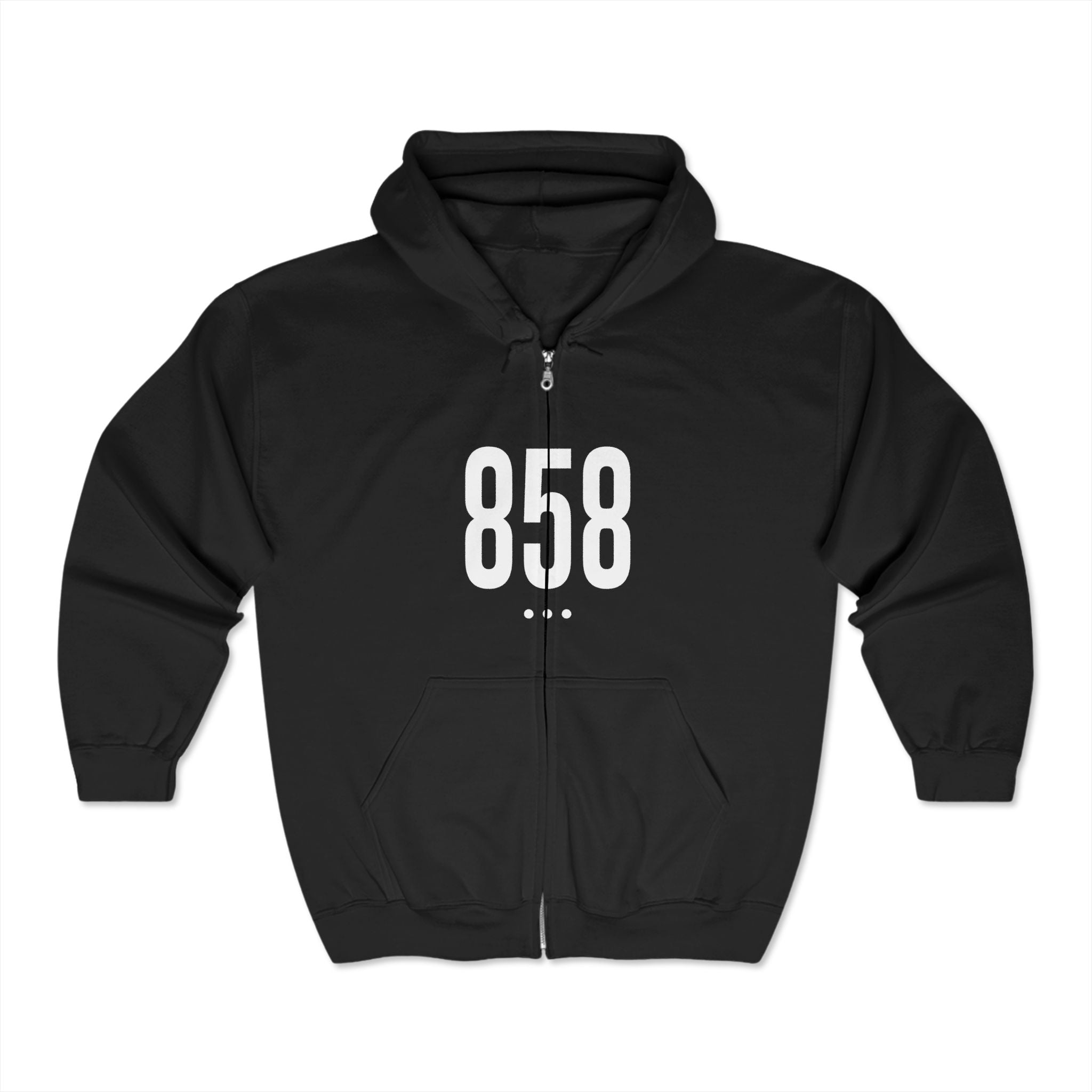 858 White Logo Front Zip Hoodie