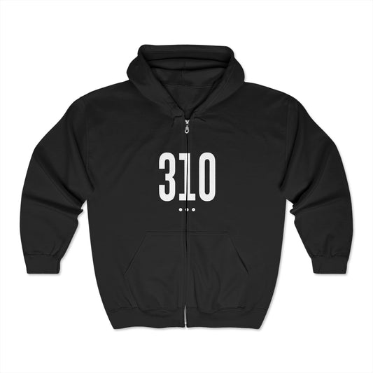 310 White Logo Front Zip Hoodie