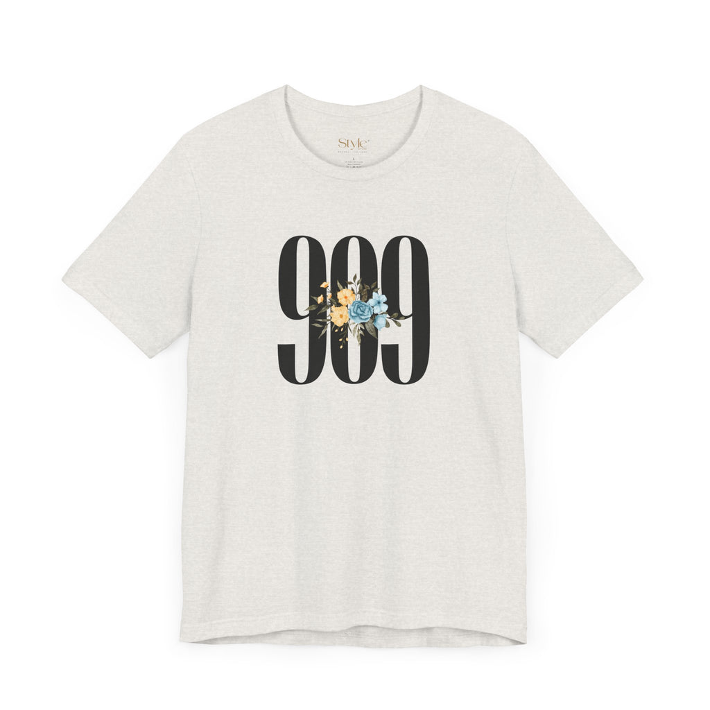 Floral 909 Unisex Tee - Casual, Gift, Birthday, Floral Design, Vintage Style