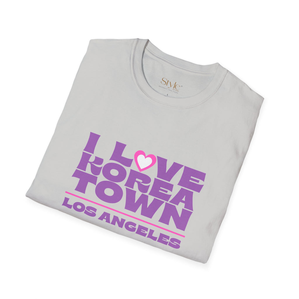 I Love Koreatown Unisex Softstyle T-Shirt - Casual Gift, Travel Souvenir, Korean Culture Tee, Streetwear Style, Los Angeles Apparel