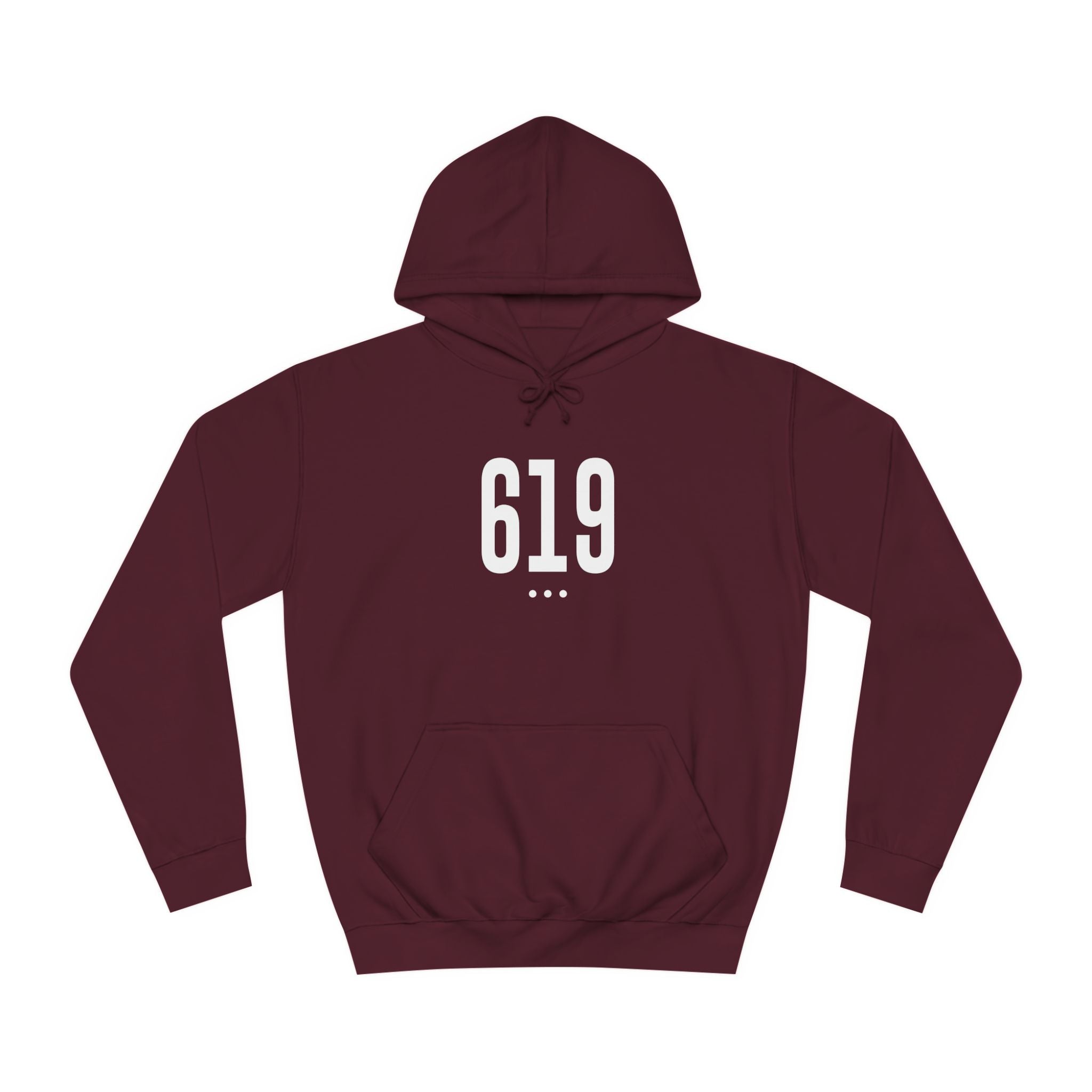 619 White Logo Front Unisex College Hoodie