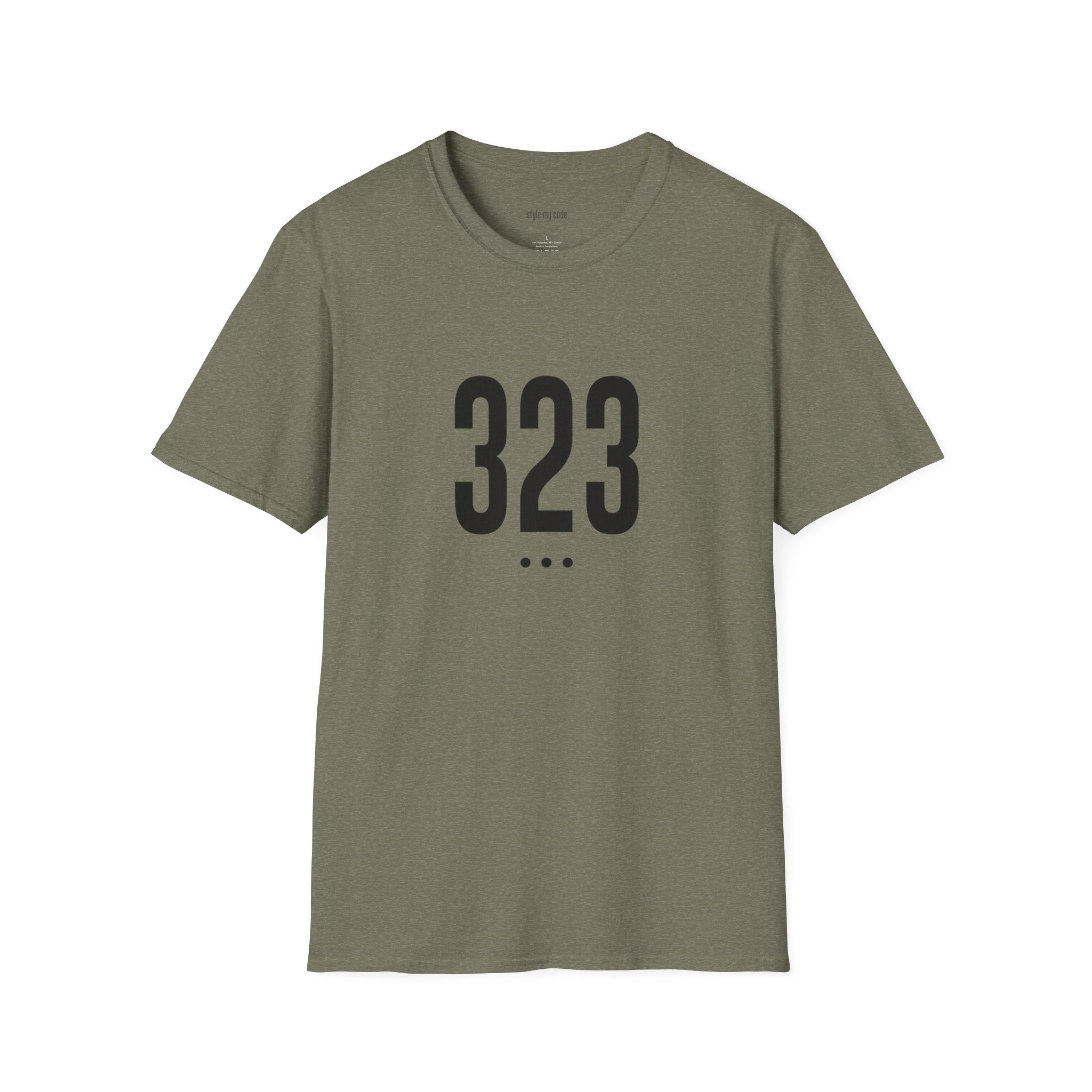 323 Black Logo Front T-Shirt