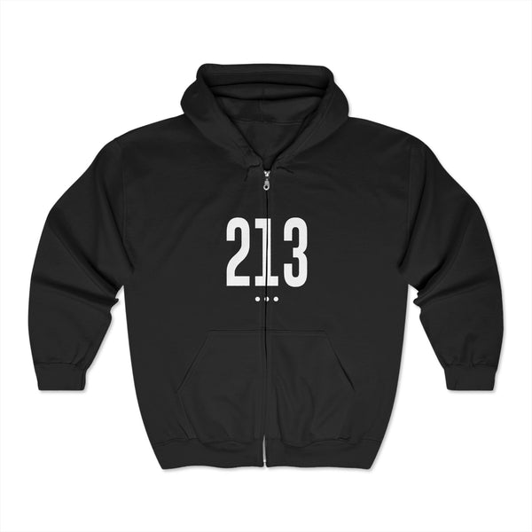 213 White Front Logo Zip Hoodie
