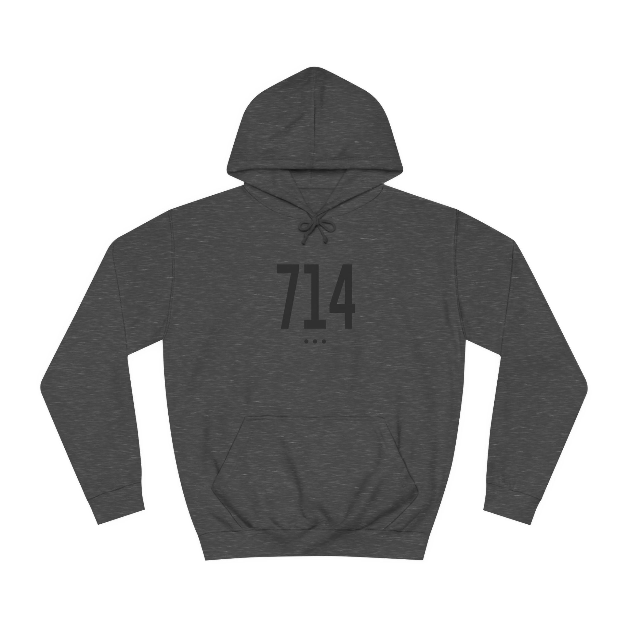 714 Black Logo Front Unisex College Hoodie