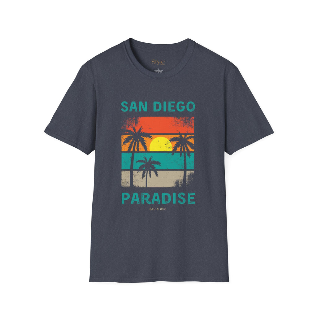 San Diego Paradise Unisex Softstyle T-Shirt, Summer Vibe Tee, Beach Lover Gift, Vacation Apparel, Casual Wear, Travel T-Shirt