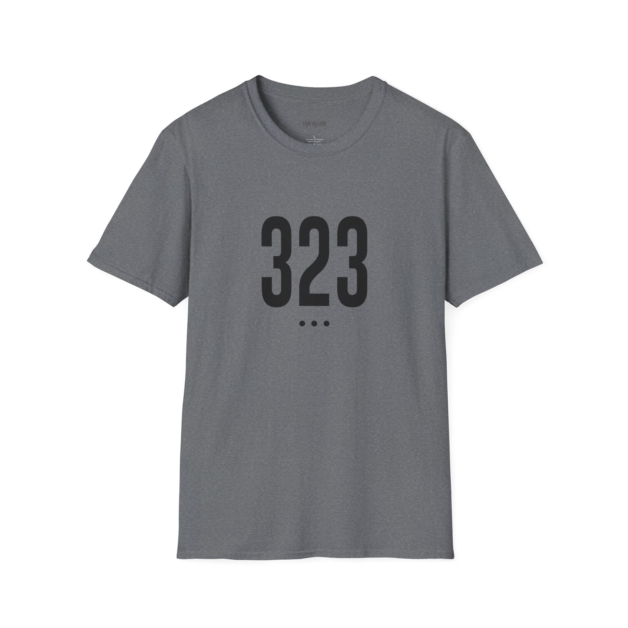323 Black Logo Front T-Shirt