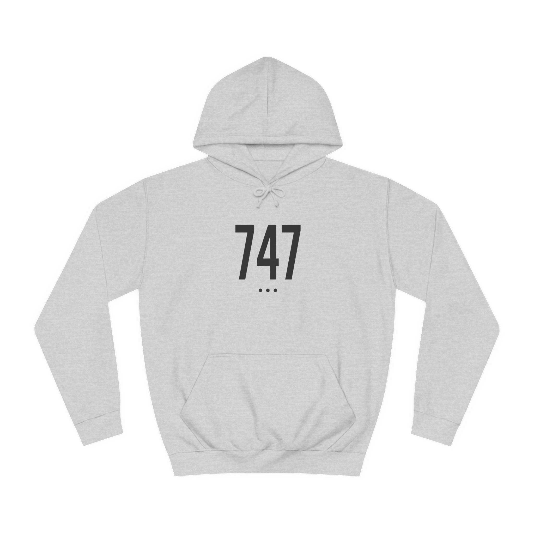 747 Black Logo Front Unisex College Hoodie