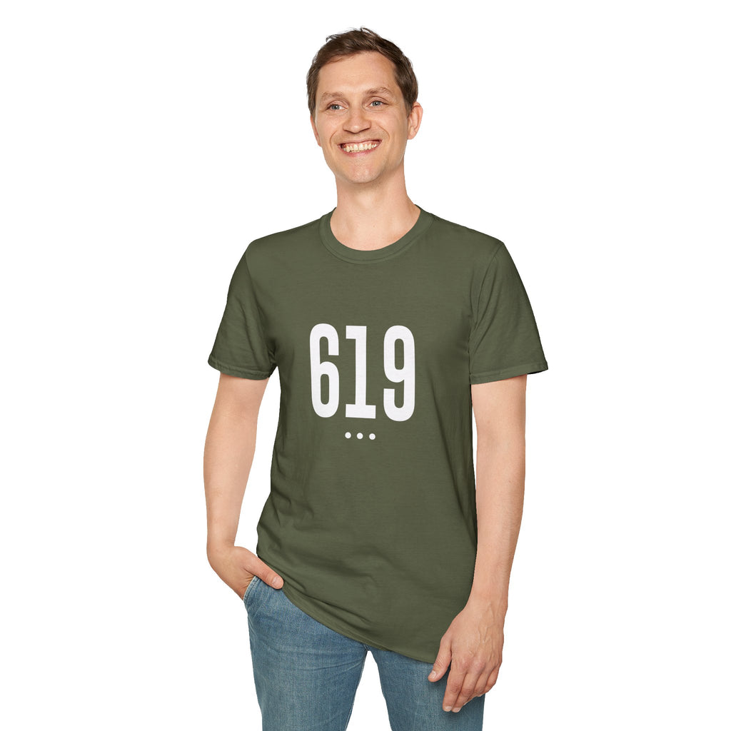 619 White Logo Front Unisex Softstyle T-Shirt