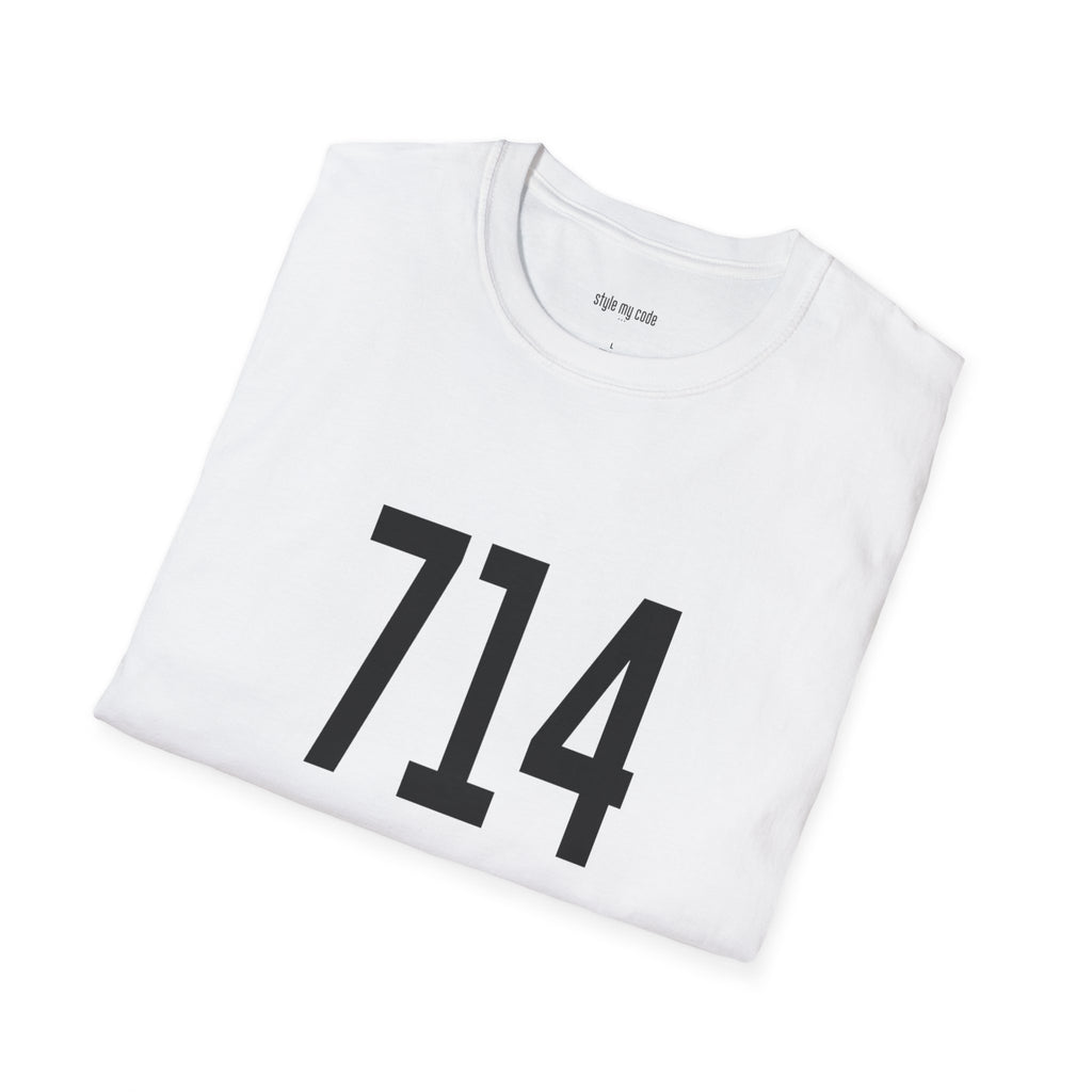 714 Black Logo Front T-Shirt