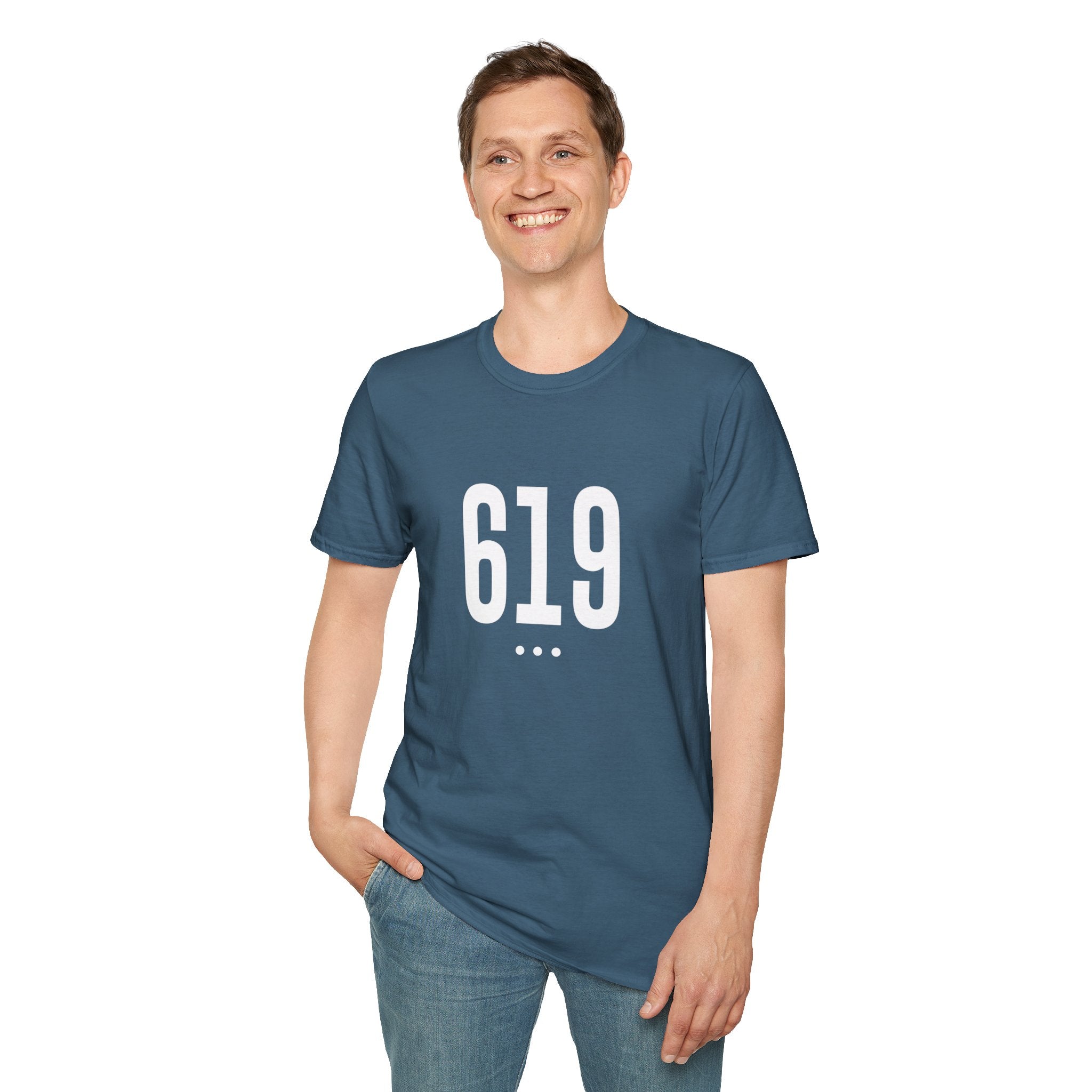 619 White Logo Front Unisex Softstyle T-Shirt
