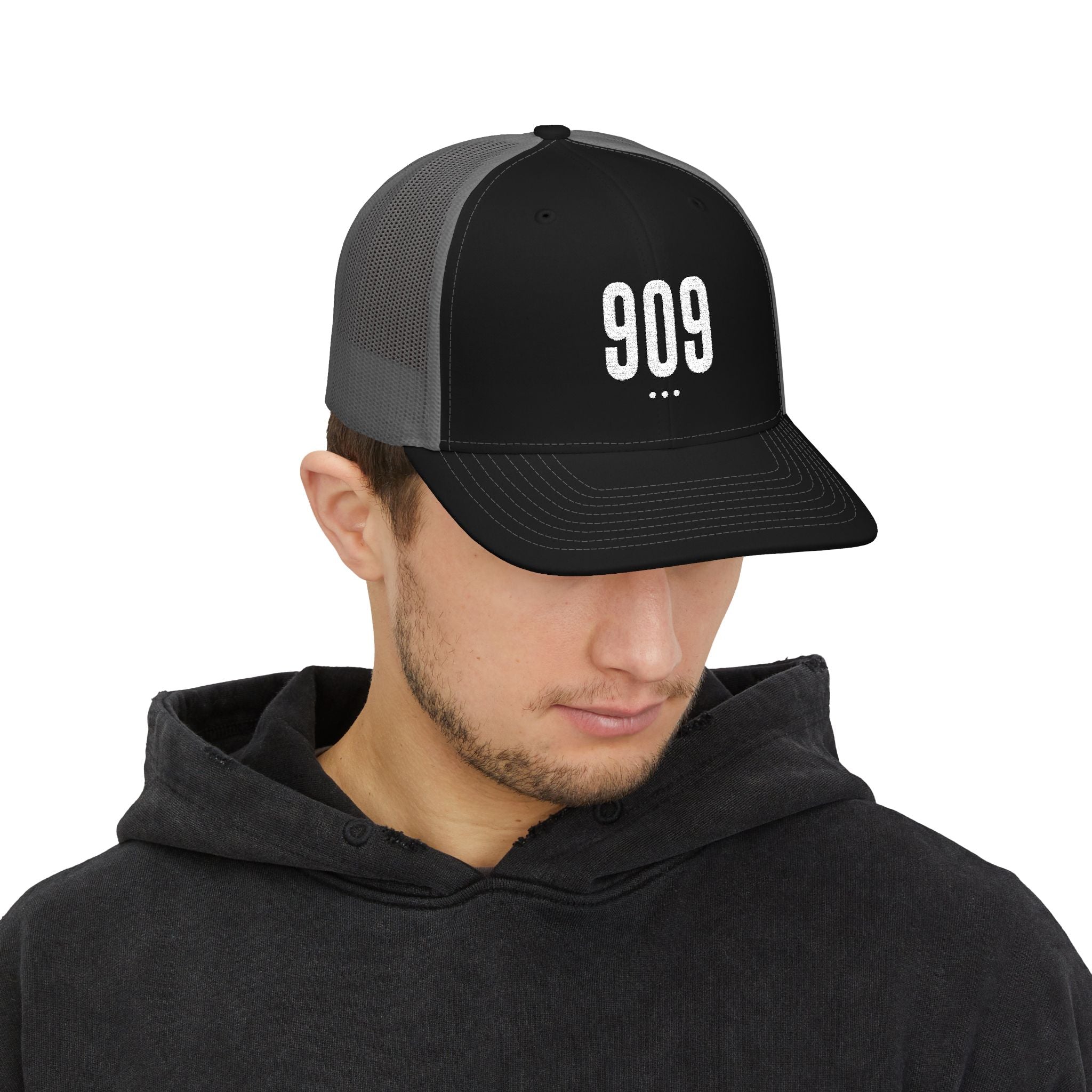 Stylish Snapback Trucker Cap with Embroidered '909' - Perfect for Casual Outings, Festivals, Gifts, Everyday Wear, and Sports!