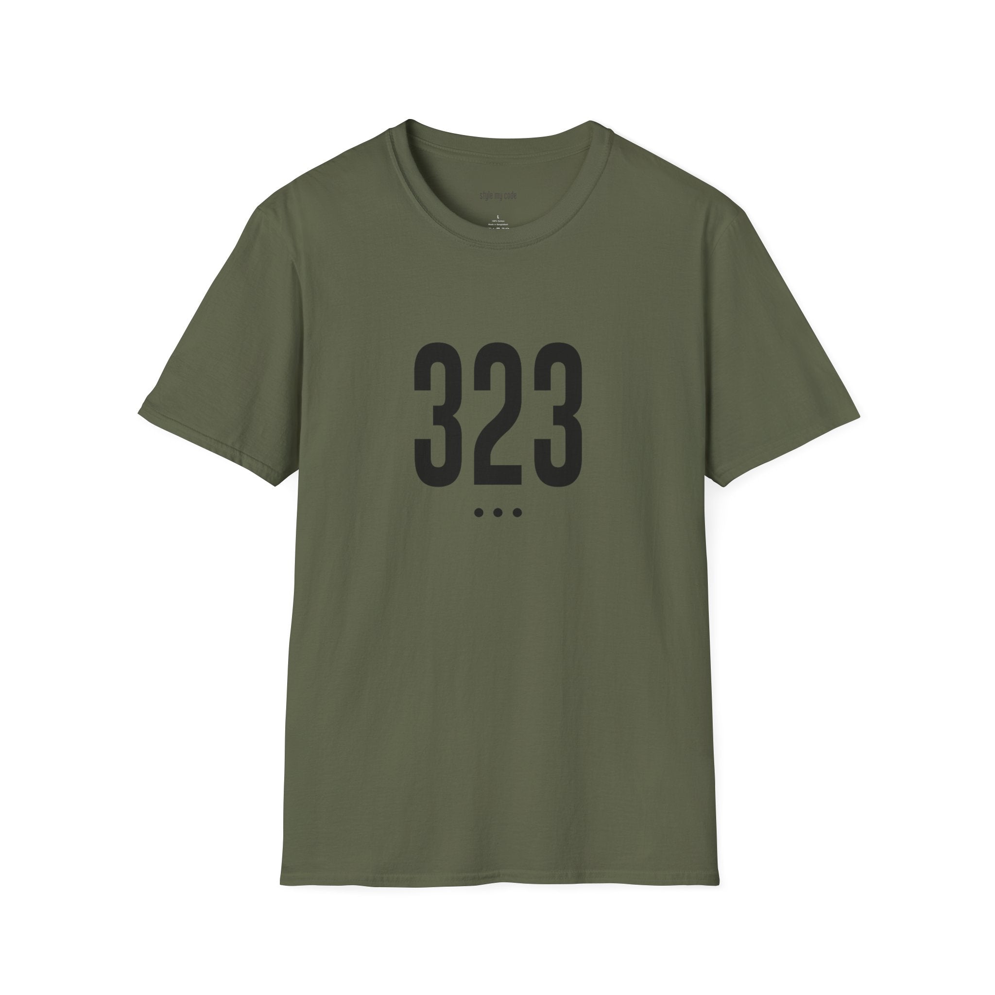 323 Black Logo Front T-Shirt