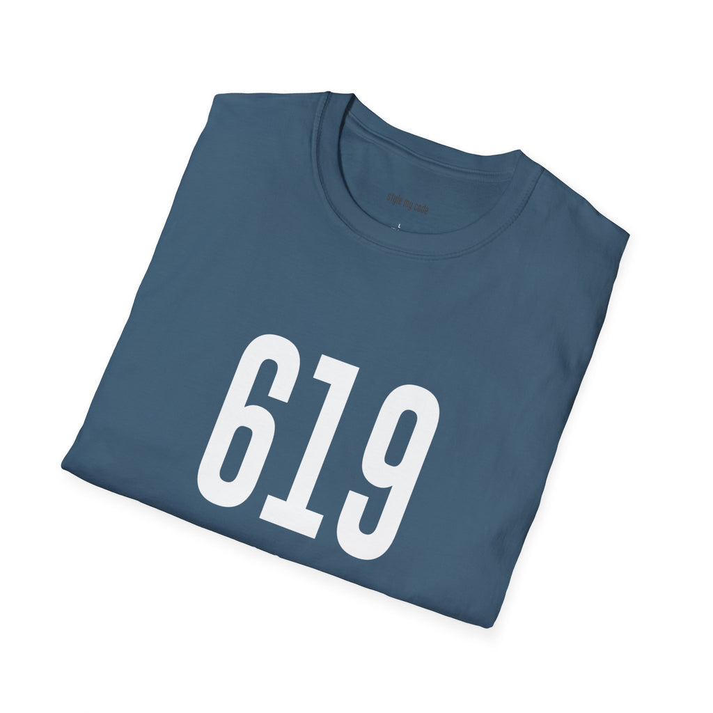 619 White Logo Front Unisex Softstyle T-Shirt