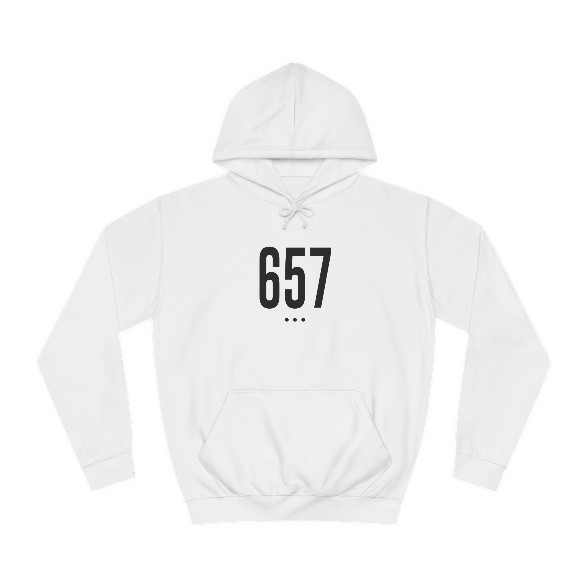 657 Black Logo Front College Hoodie