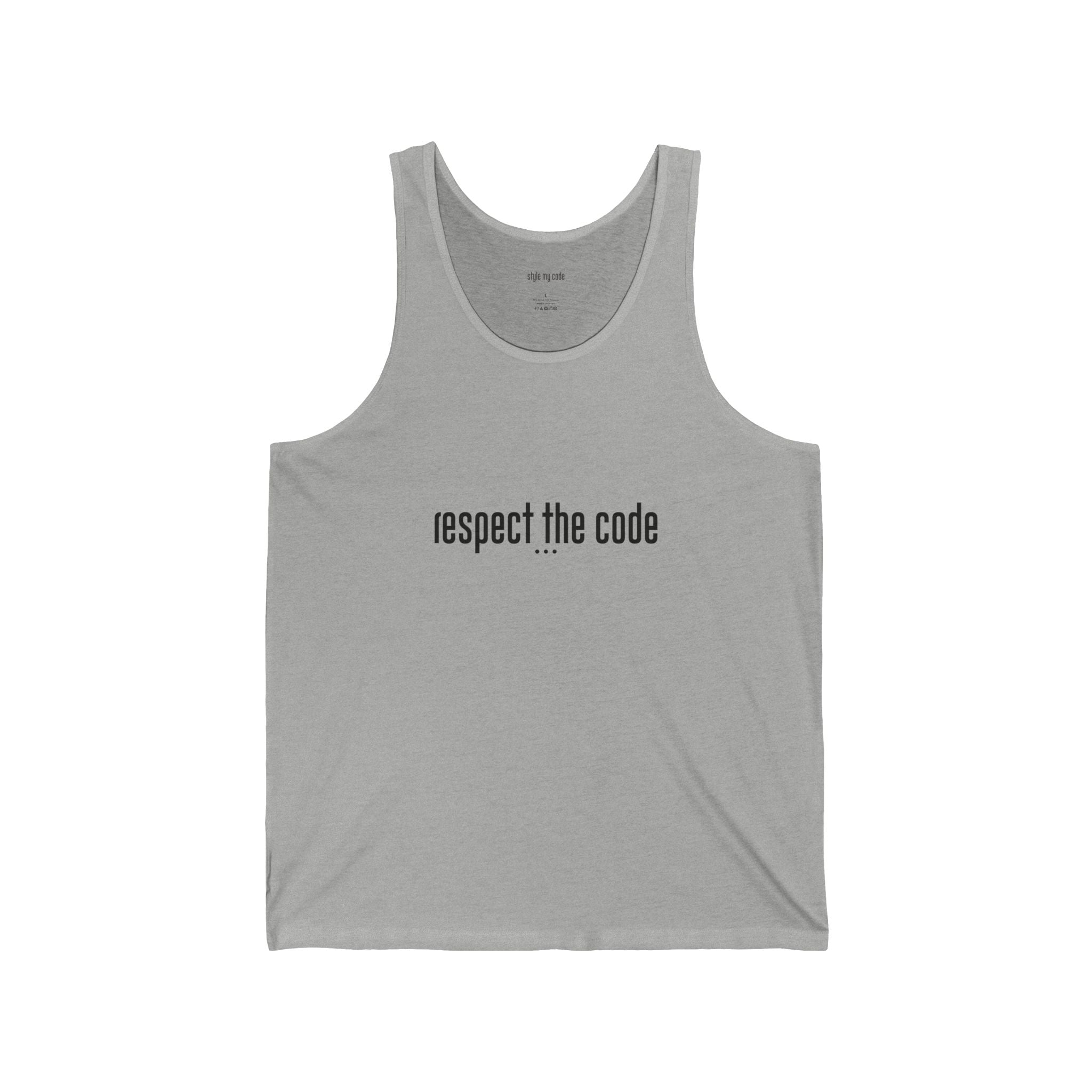 Unisex Jersey Tank - 'Respect the Code' Black Logo