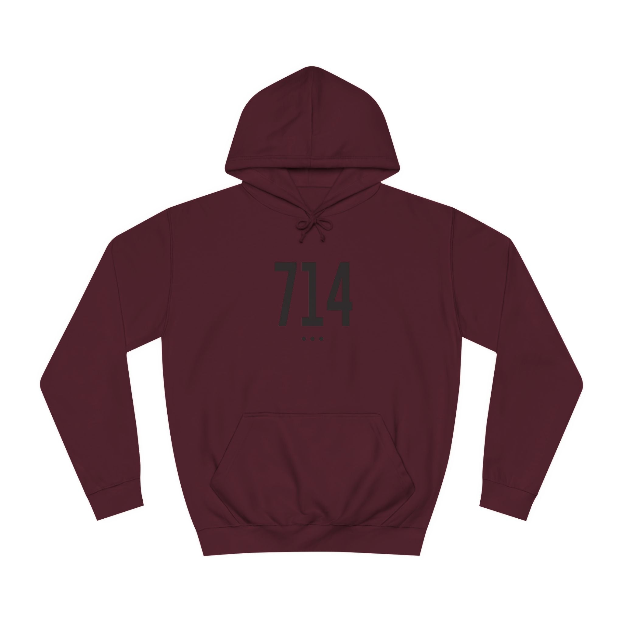 714 Black Logo Front Unisex College Hoodie