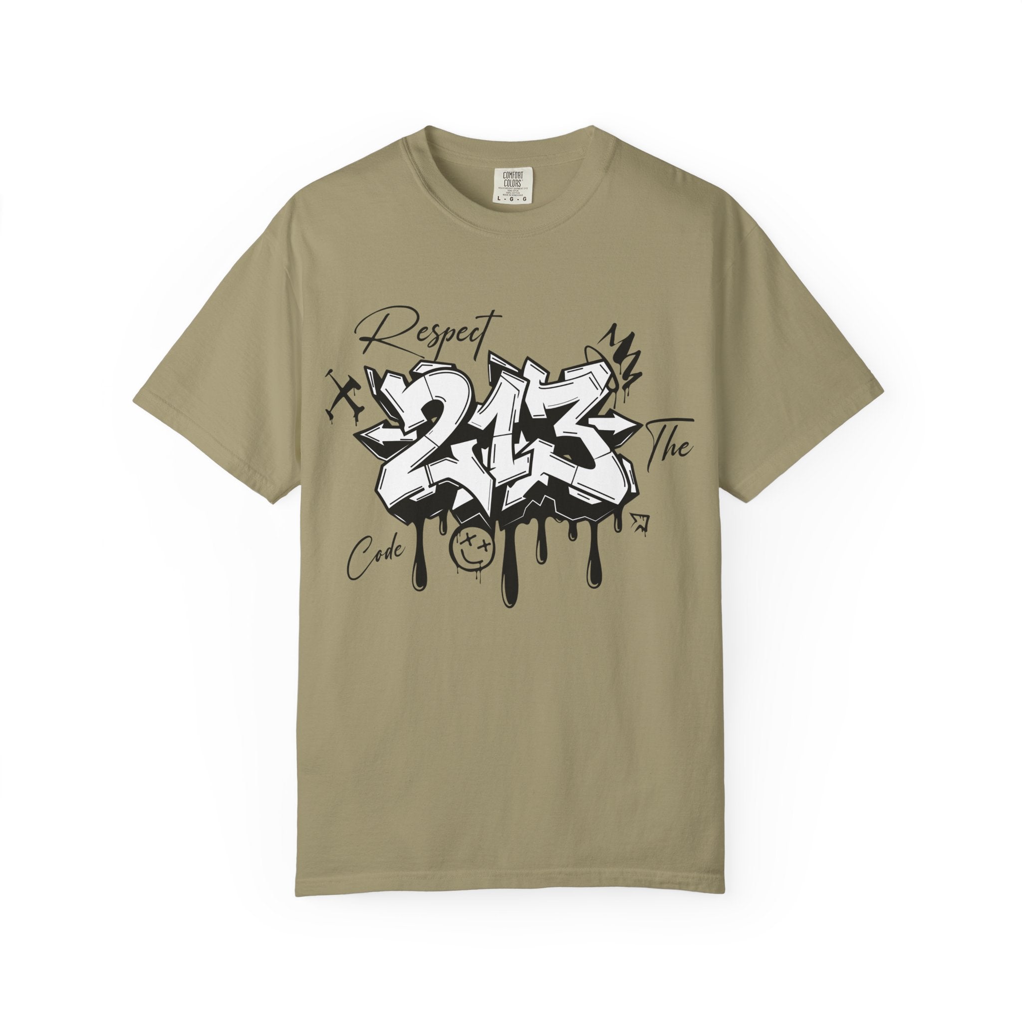 Respect the Code 213 Black and White Graffiti T-Shirt