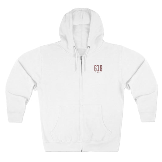 619 - White Zip Hoodie