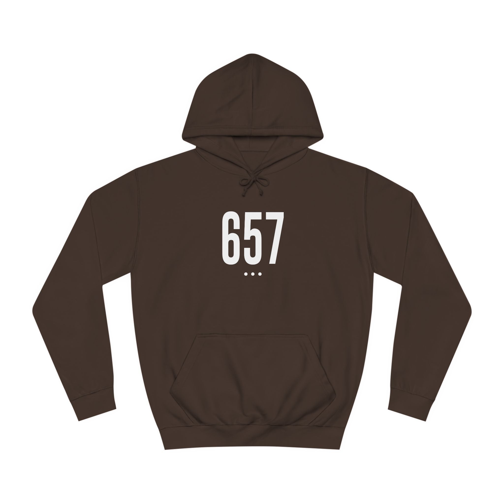 657 White Logo Front College Hoodie