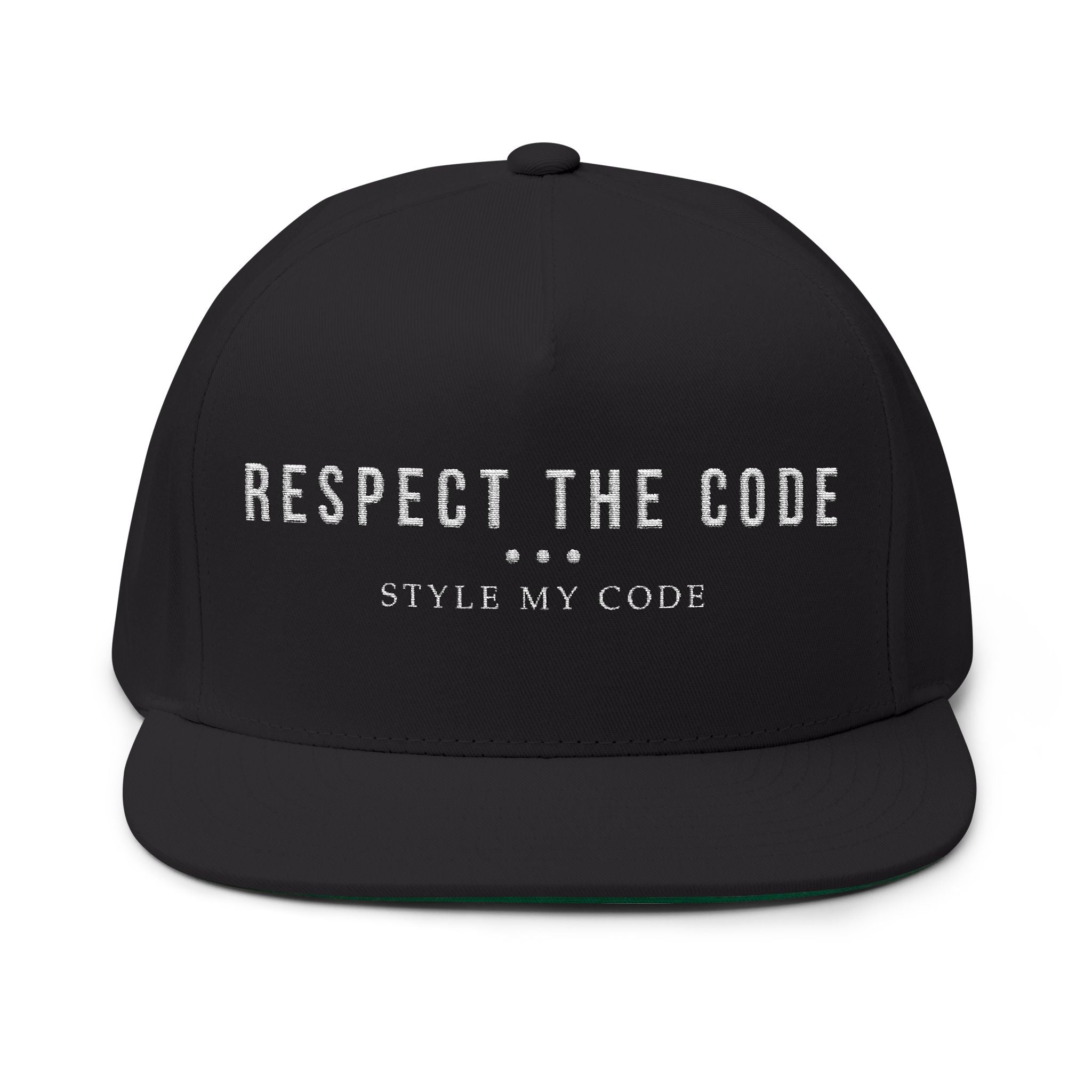Respect the Code Flat Bill Cap | Embroidered Snapback, Streetwear Accessory, Unisex Hat, Cool Gift for Friends, Fashion Statement