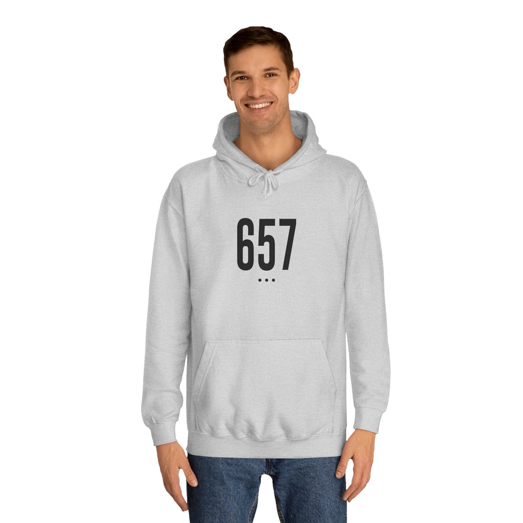 657 Black Logo Front College Hoodie