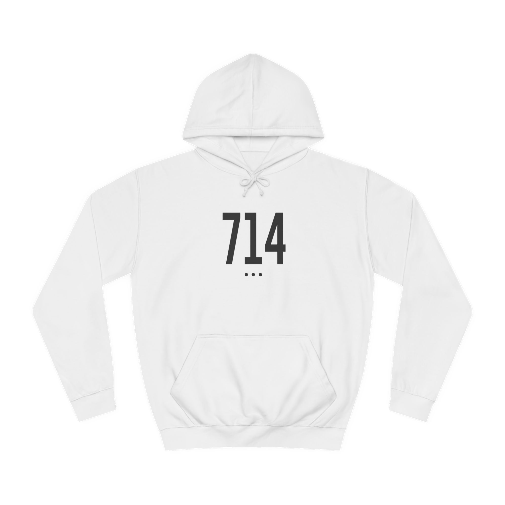 714 Black Logo Front Unisex College Hoodie