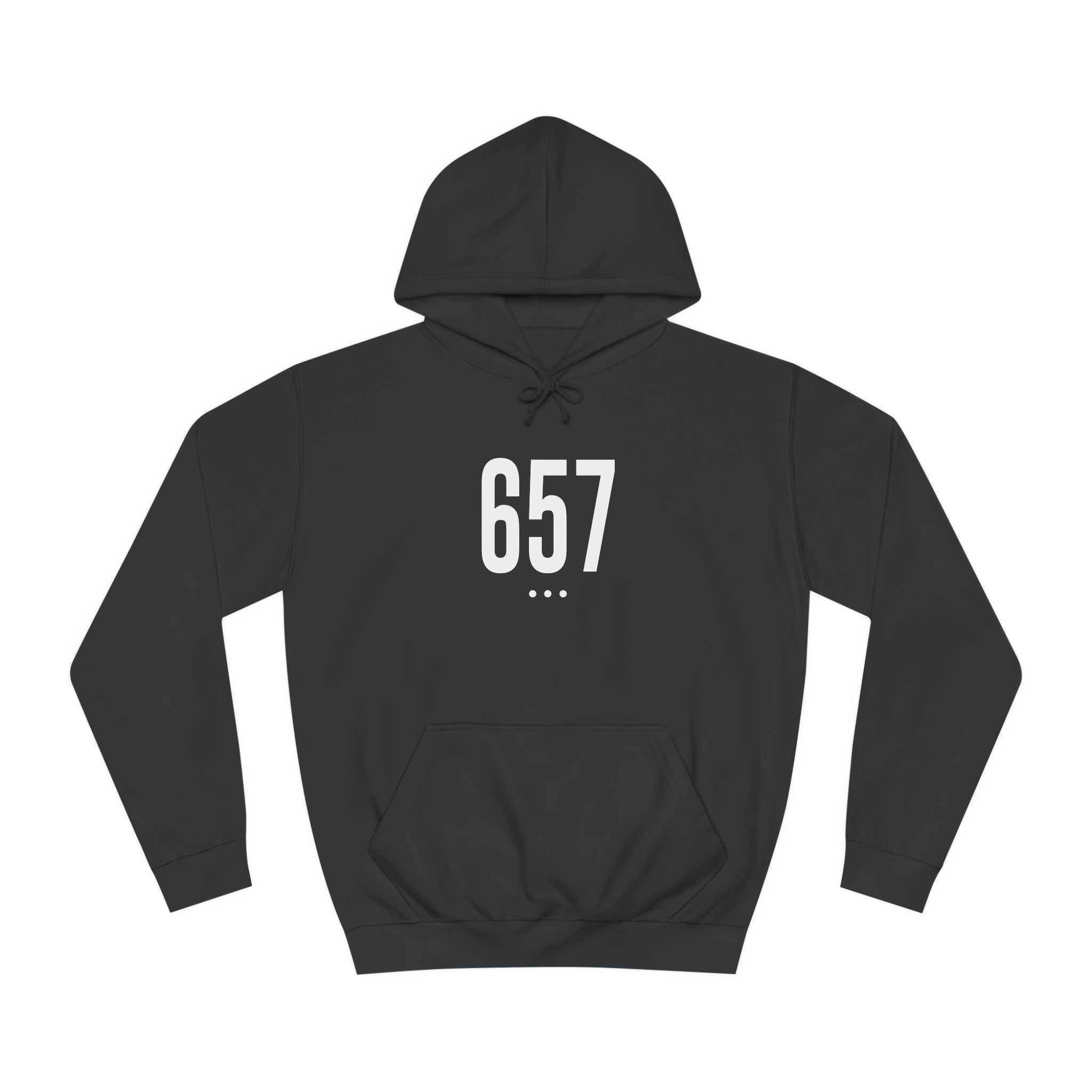 657 White Logo Front College Hoodie