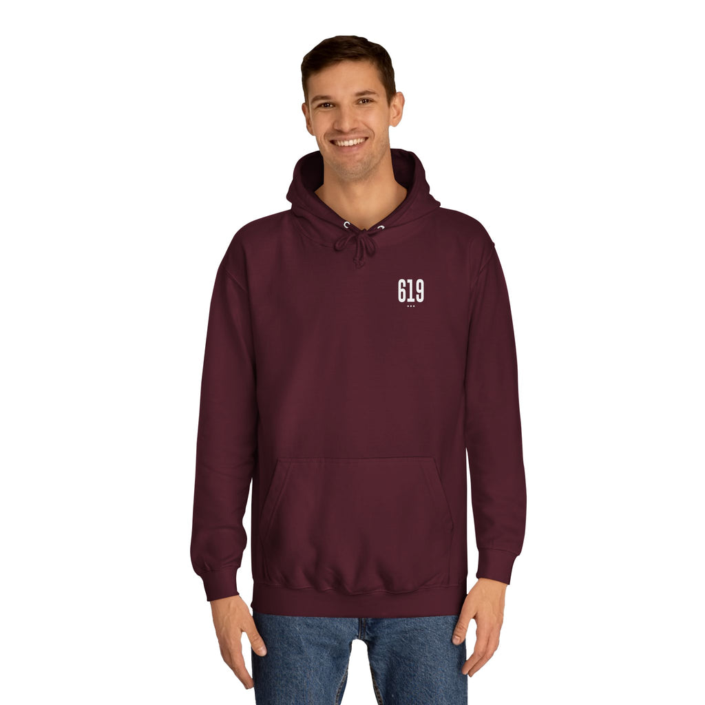 619 White Logo Unisex College Hoodie