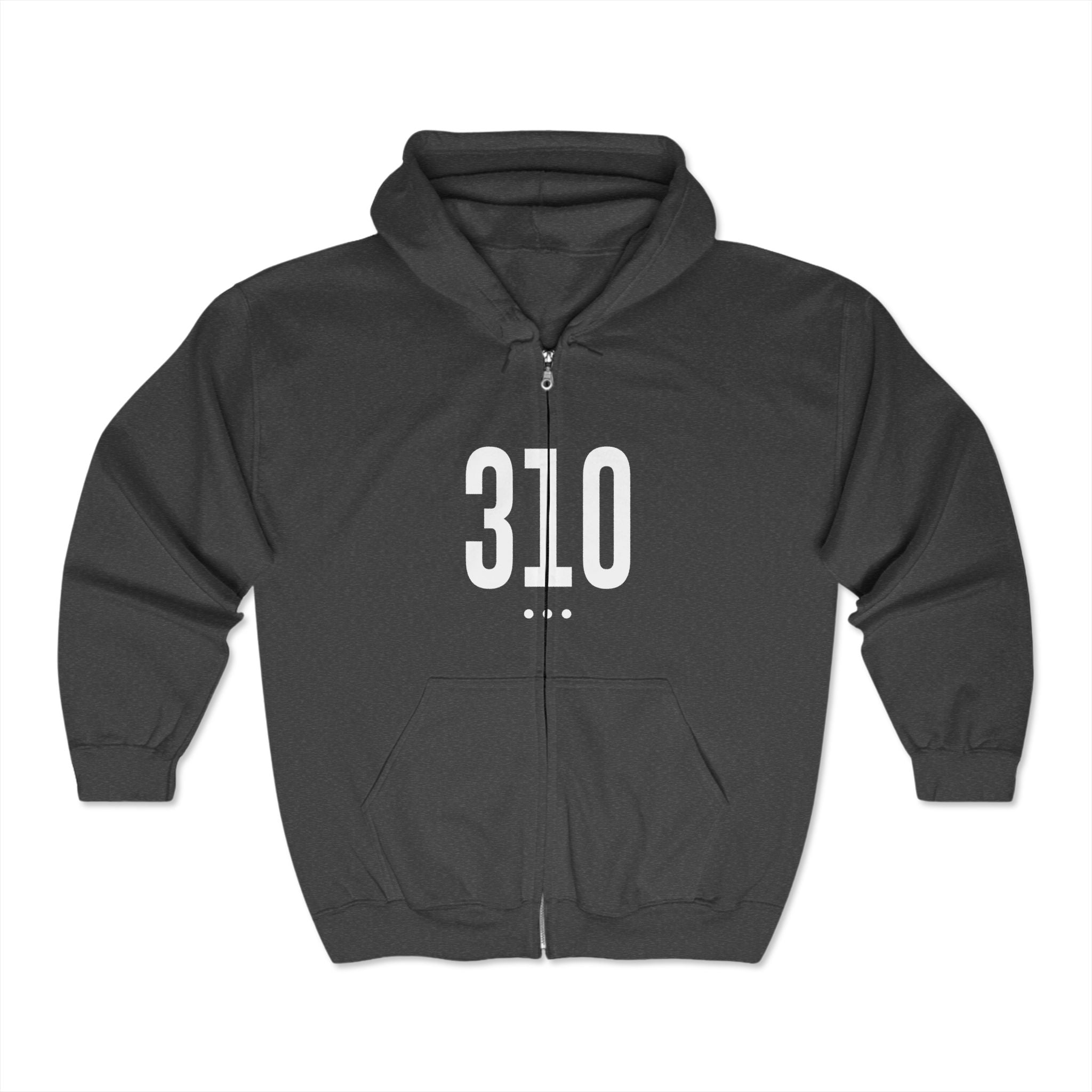 310 White Logo Front Zip Hoodie
