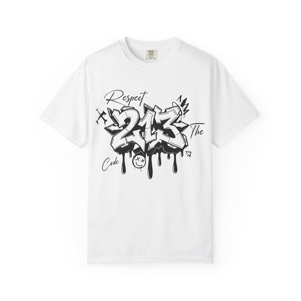 Respect the Code 213 Black and White Graffiti T-Shirt