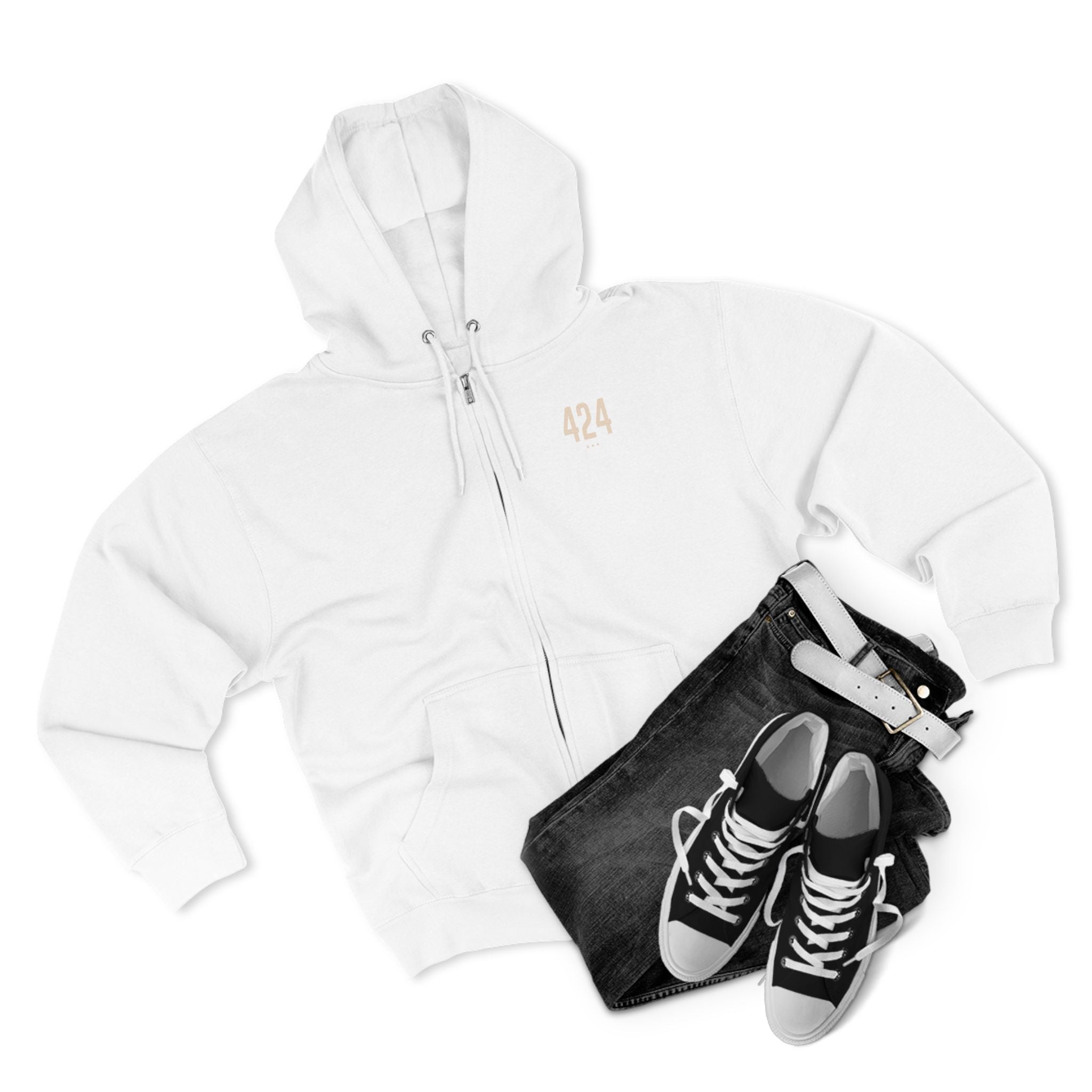 424 - White Zip Hoodie