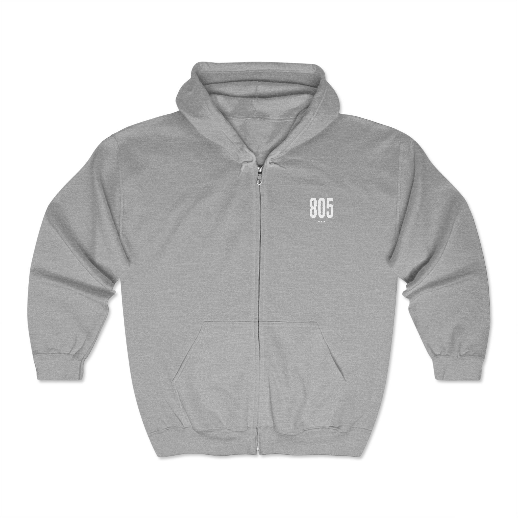 805 White Logo Zip Hoodie
