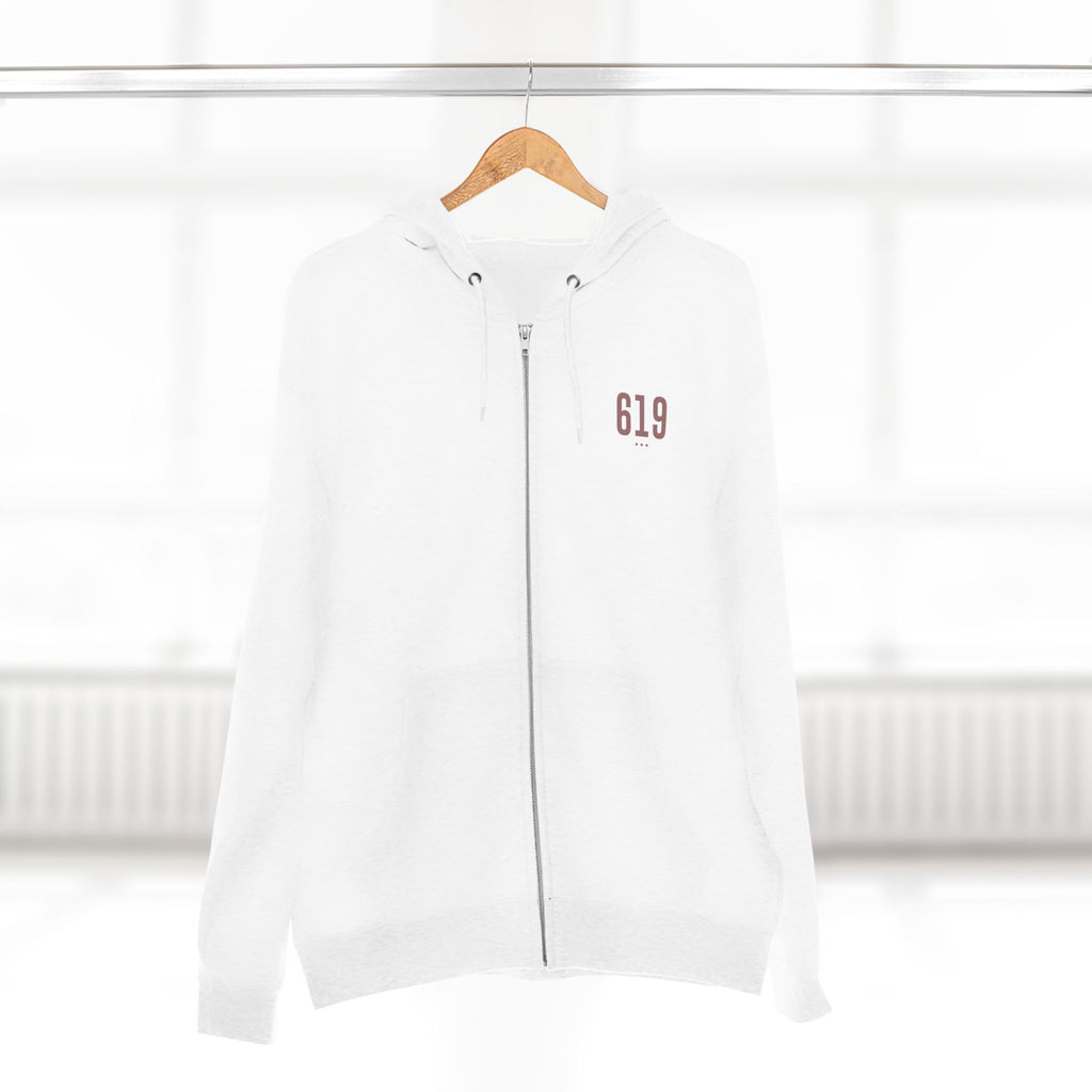 619 - White Zip Hoodie