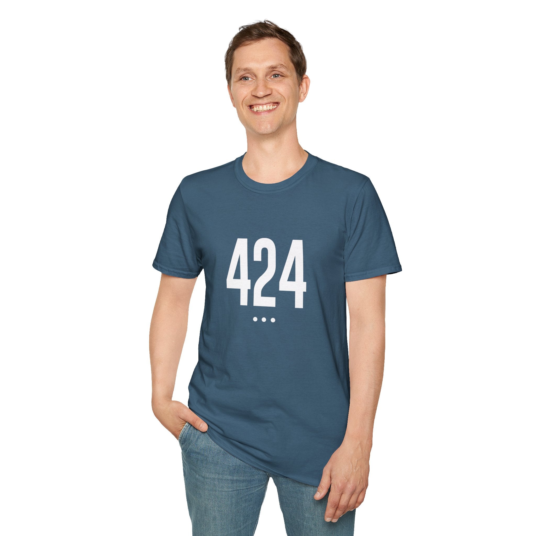 424 White Logo Front Unisex Softstyle T-Shirt