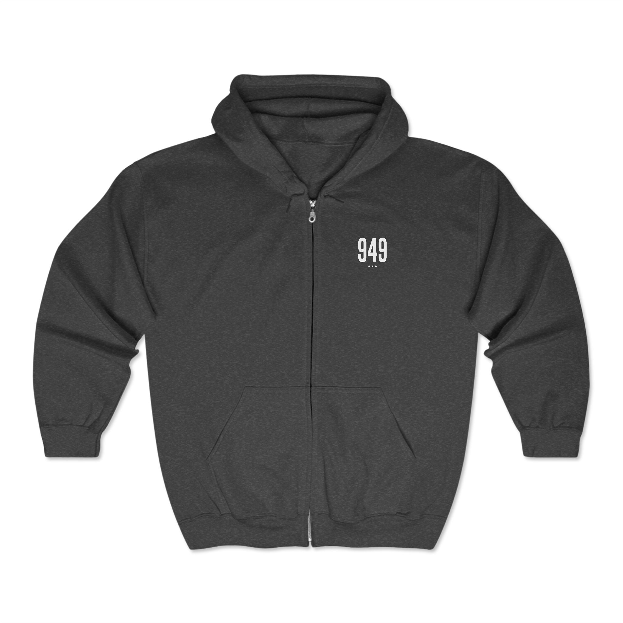 949 White Logo Zip Hoodie
