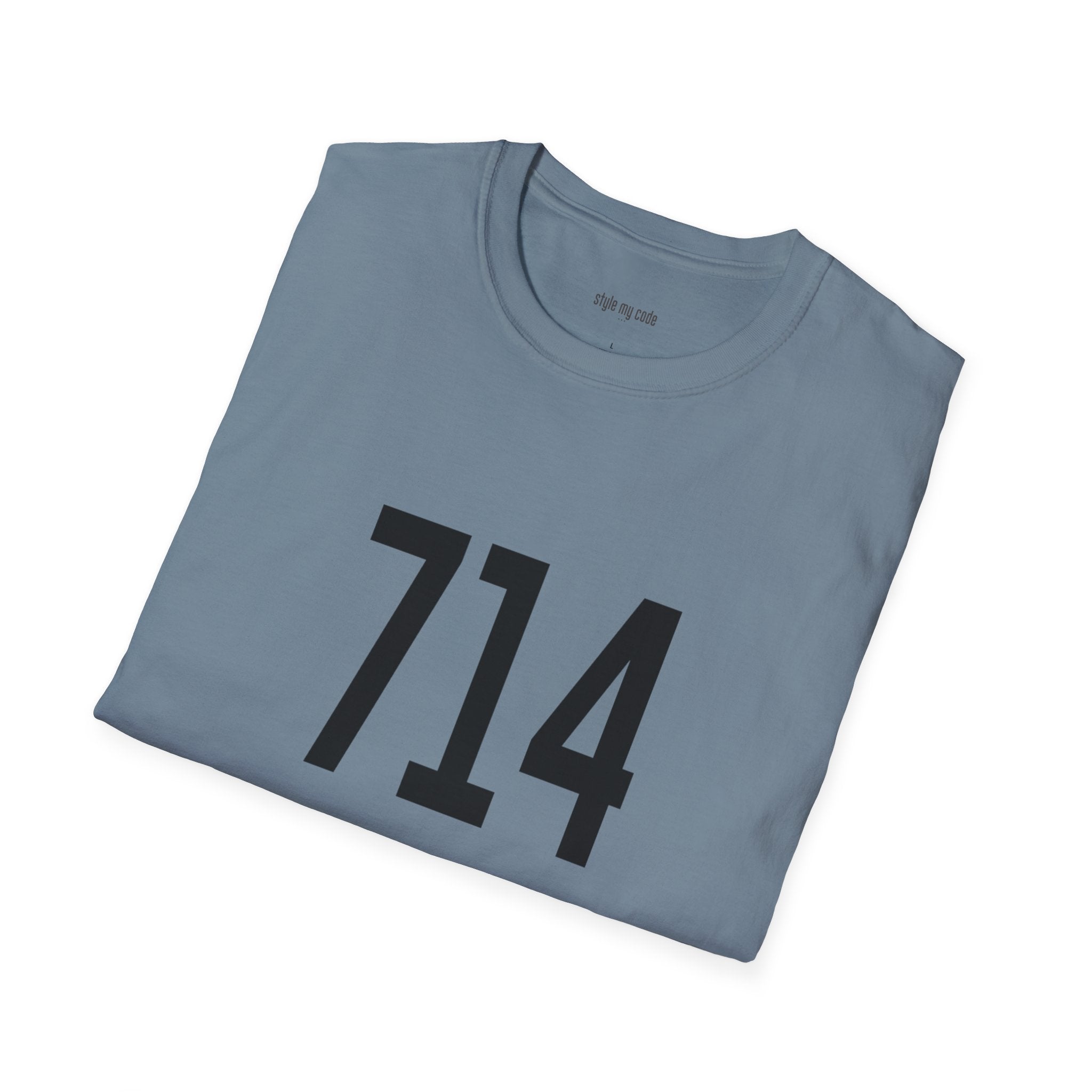 714 Black Logo Front T-Shirt