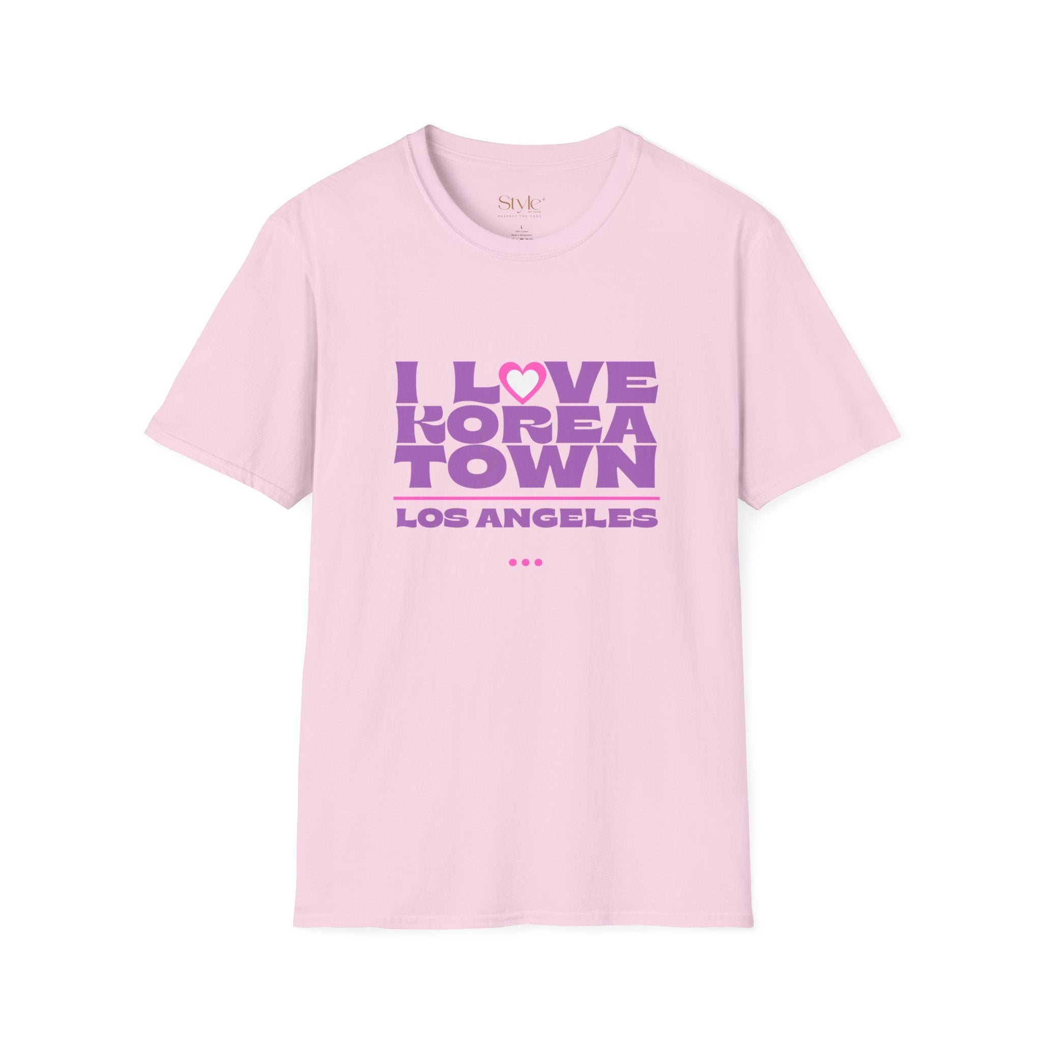 I Love Koreatown Unisex Softstyle T-Shirt - Casual Gift, Travel Souvenir, Korean Culture Tee, Streetwear Style, Los Angeles Apparel