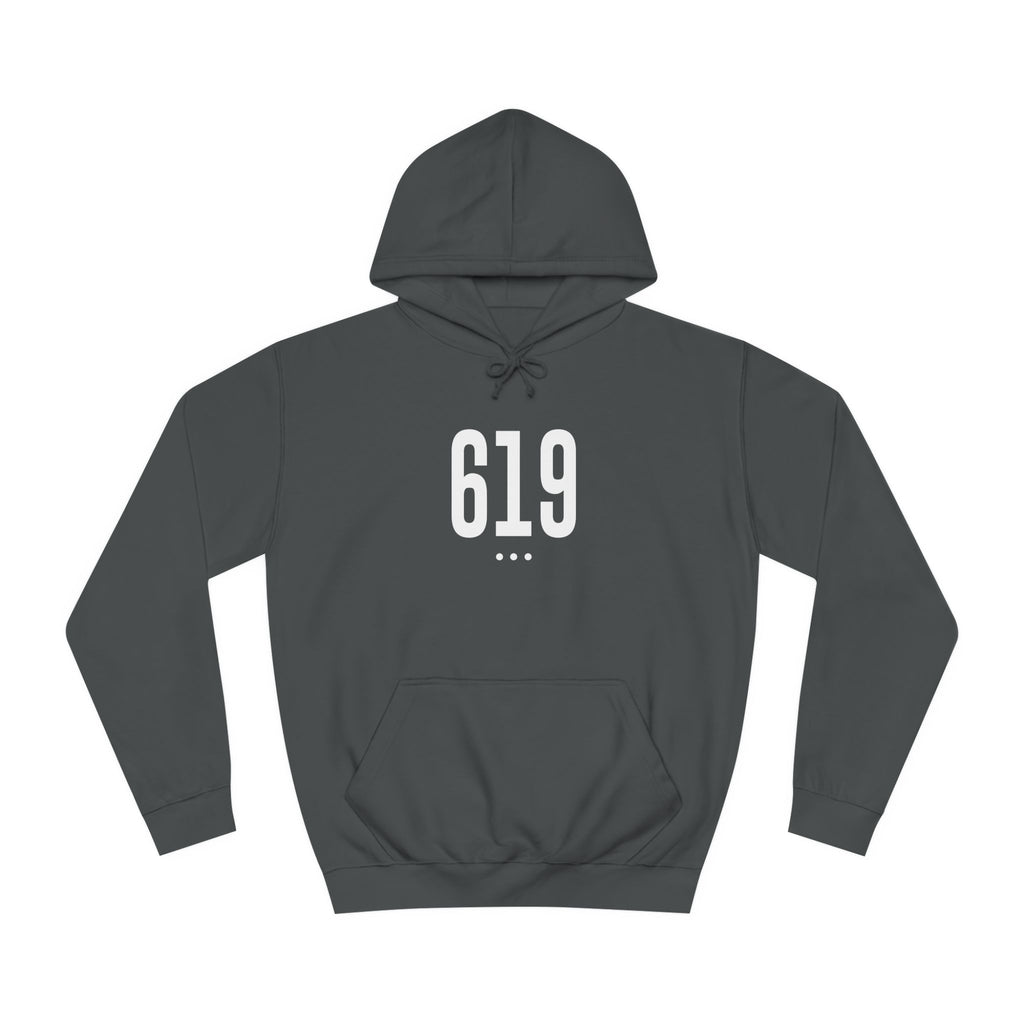 619 White Logo Front Unisex College Hoodie