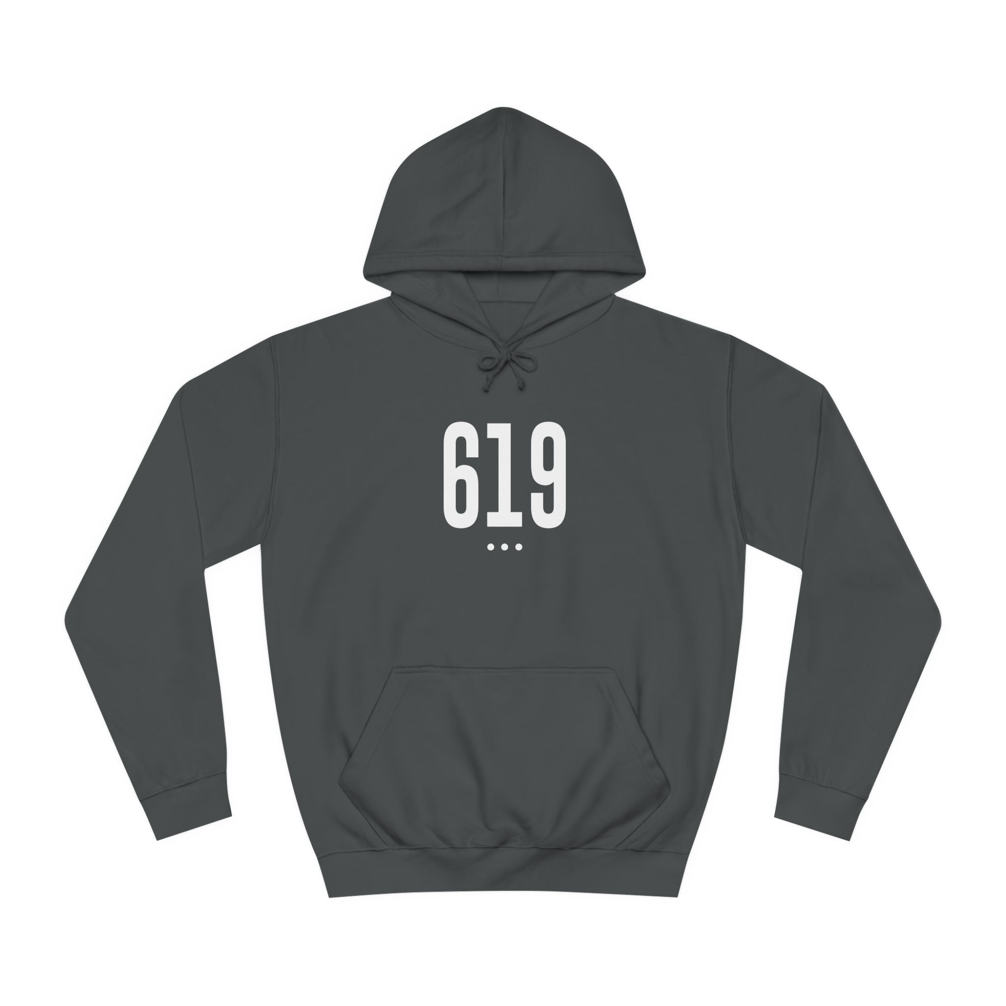619 White Logo Front Unisex College Hoodie
