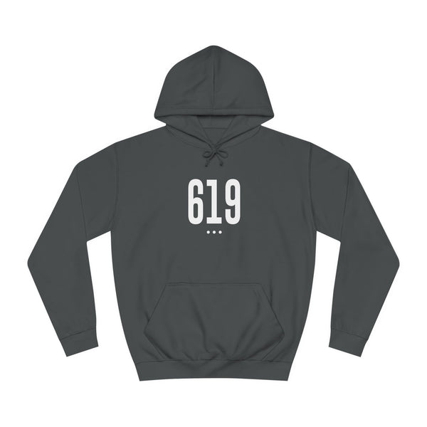619 White Logo Front Unisex College Hoodie