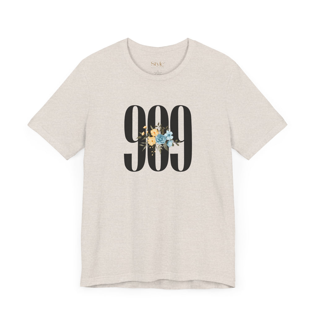 Floral 909 Unisex Tee - Casual, Gift, Birthday, Floral Design, Vintage Style