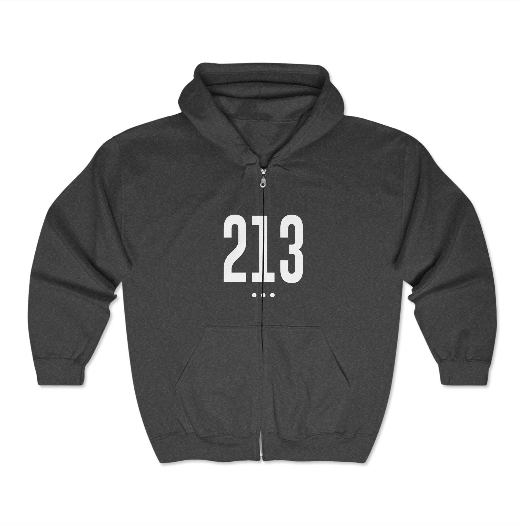 213 White Front Logo Zip Hoodie