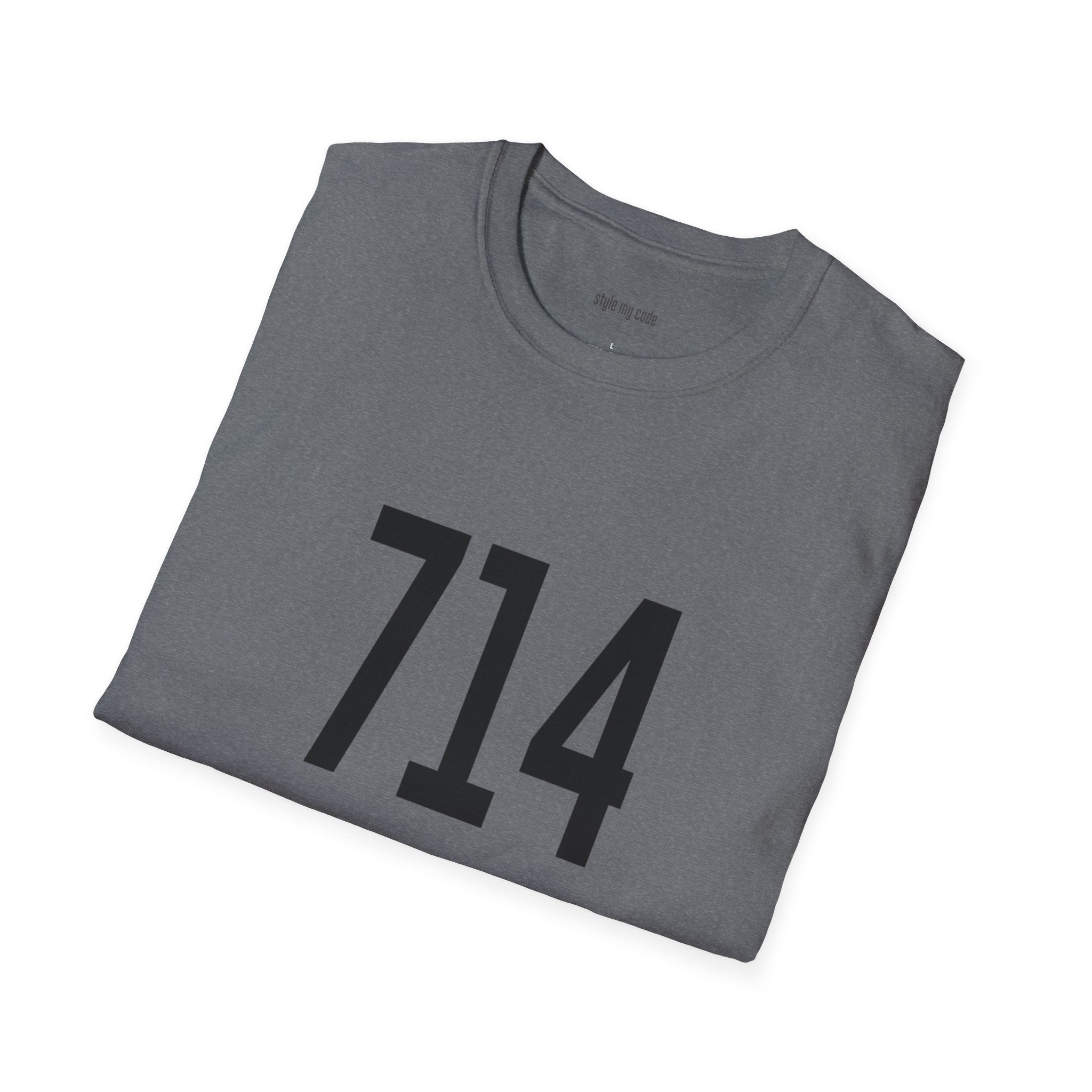 714 Black Logo Front T-Shirt