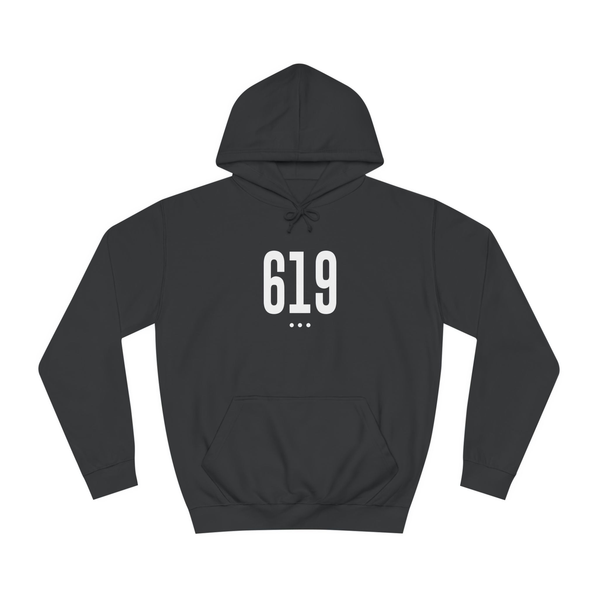 619 White Logo Front Unisex College Hoodie