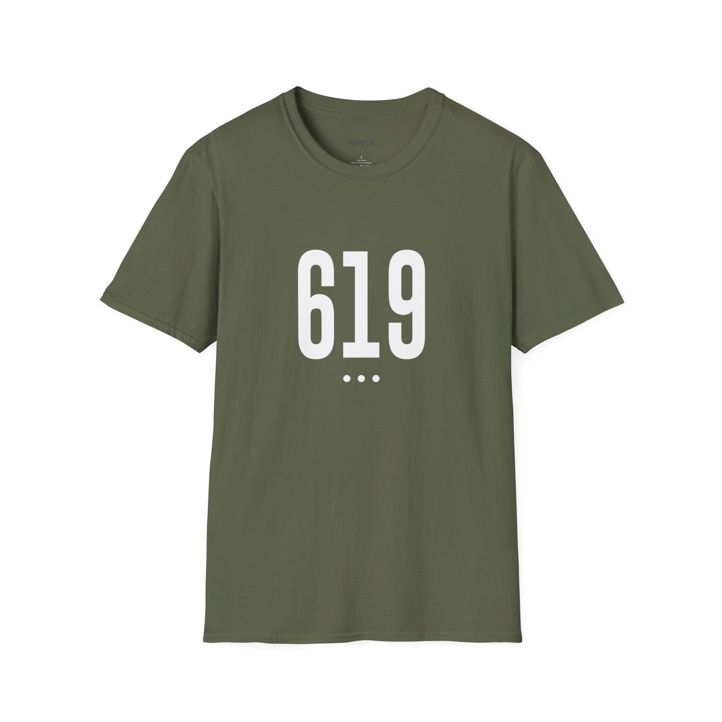 619 White Logo Front Unisex Softstyle T-Shirt