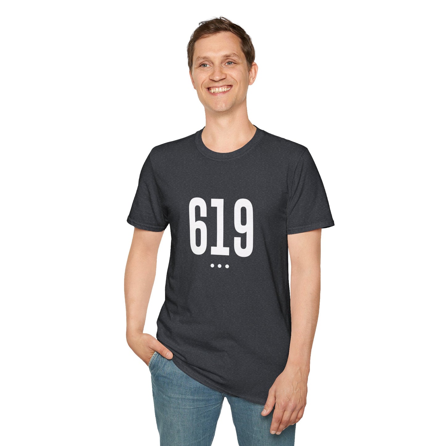 619 White Logo Front Unisex Softstyle T-Shirt