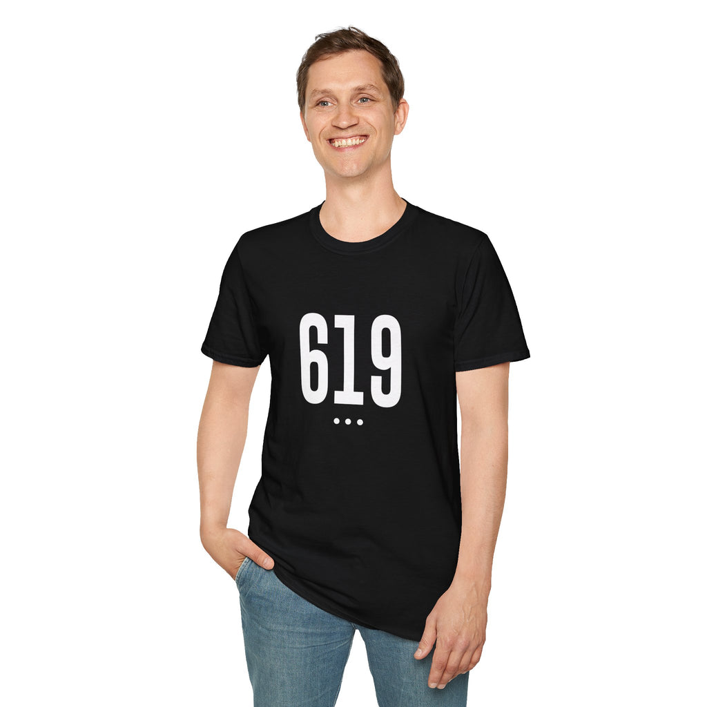 619 White Logo Front Unisex Softstyle T-Shirt