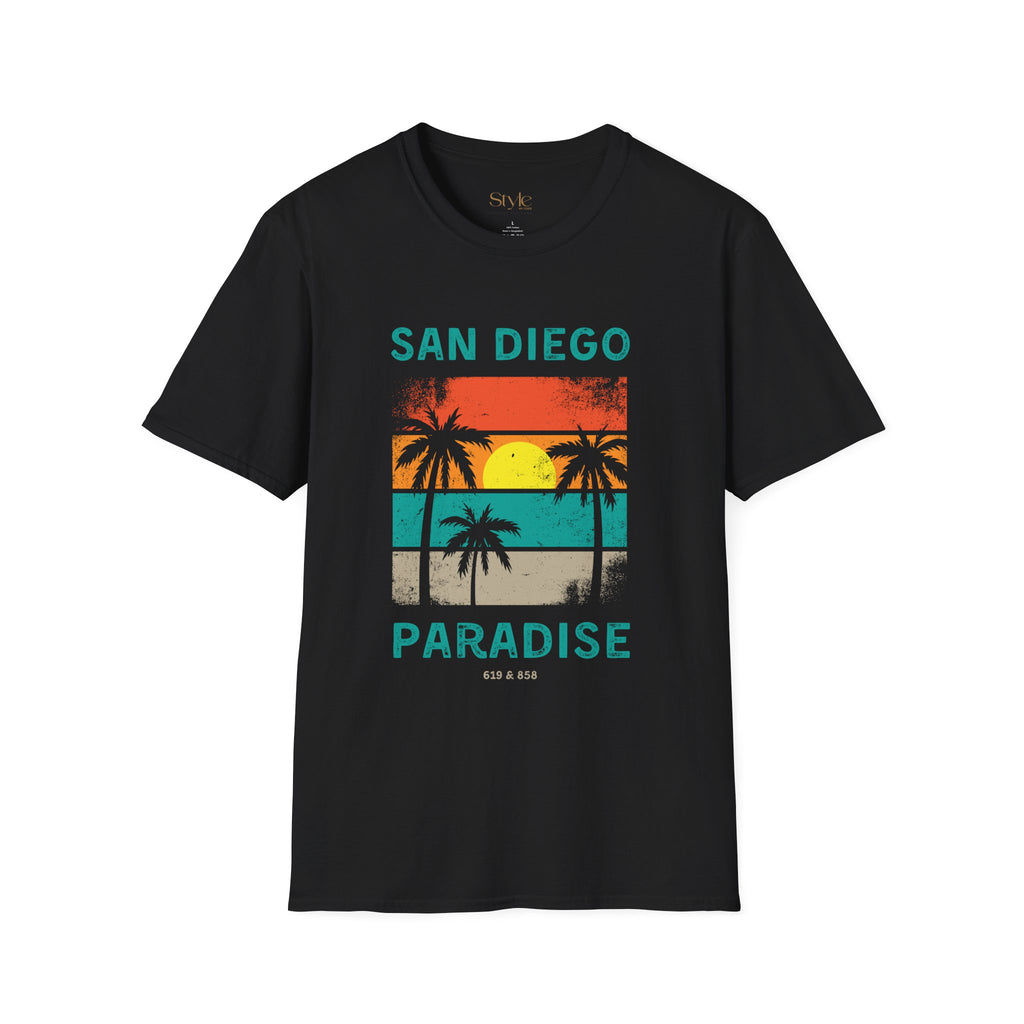 San Diego Paradise Unisex Softstyle T-Shirt, Summer Vibe Tee, Beach Lover Gift, Vacation Apparel, Casual Wear, Travel T-Shirt