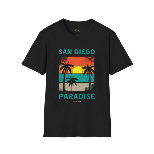 San Diego Paradise Unisex Softstyle T-Shirt, Summer Vibe Tee, Beach Lover Gift, Vacation Apparel, Casual Wear, Travel T-Shirt