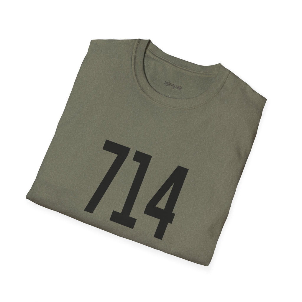 714 Black Logo Front T-Shirt